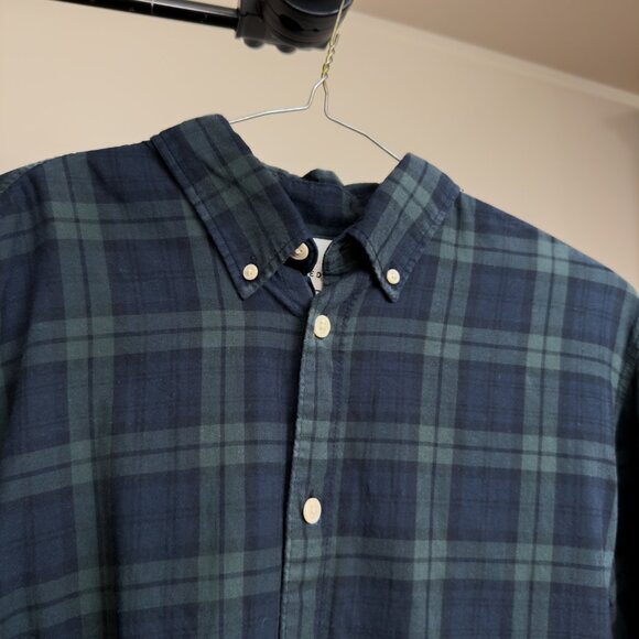 Selected Homme Green/Black Plaid Button-Up Shirt (Medium) - Picture 3 of 4